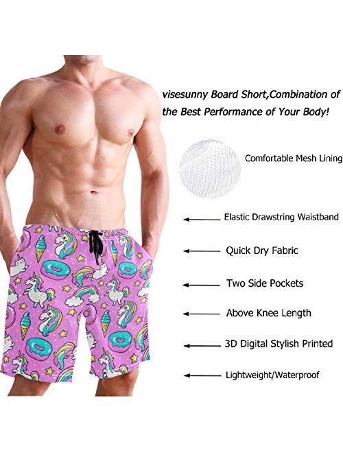 visesunny Men Swim Trunks Swimming Beach Surfing Board Shorts Swimwear Quick Dry Mesh Lining Bathing Suits with Pockets