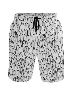 visesunny Men's Wolf Galaxy Beach Shorts Summer Swim Trunks Sports Running Bathing Suits with Mesh Lining