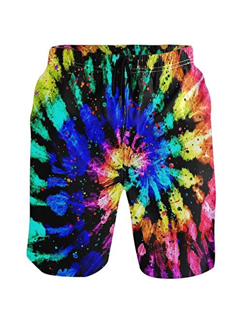 visesunny Men's Wolf Galaxy Beach Shorts Summer Swim Trunks Sports Running Bathing Suits with Mesh Lining