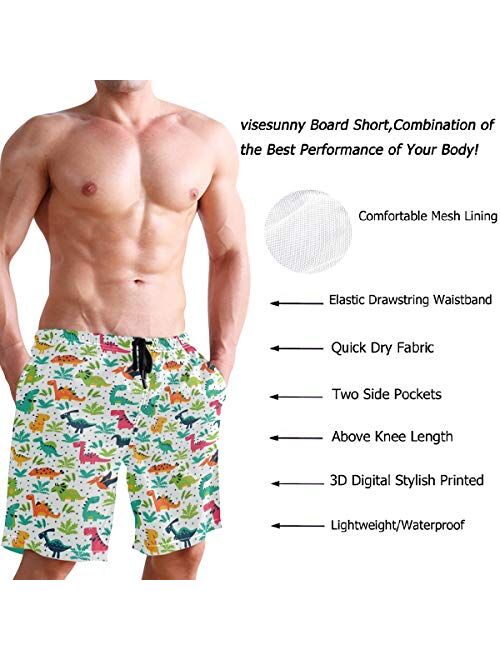 visesunny New Summer Men's Swim Trunks Quick Dry Bathing Suits Holiday Beach Short Casual Board Shorts