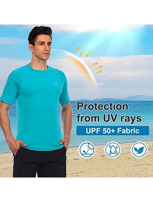 Hodosports Men's UPF 50+ Quick-Dry Swim Shirt Rash Guard with Sun Protection