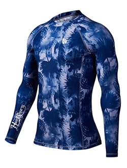 HUGE SPORTS Men's Splice UV Sun Protection UPF 50+ Skins Rash Guard Long Sleeves