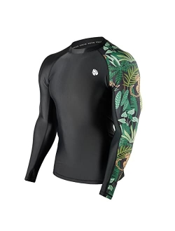 HUGE SPORTS Men's Splice UV Sun Protection UPF 50+ Skins Rash Guard Long Sleeves