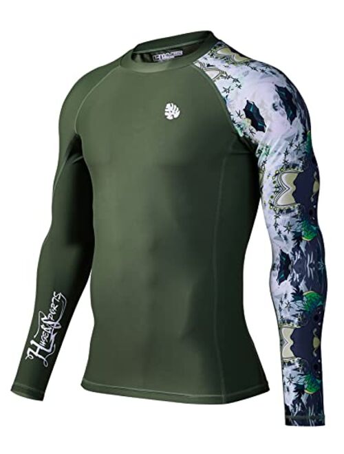 HUGE SPORTS Men's Splice UV Sun Protection UPF 50+ Skins Rash Guard Long Sleeves