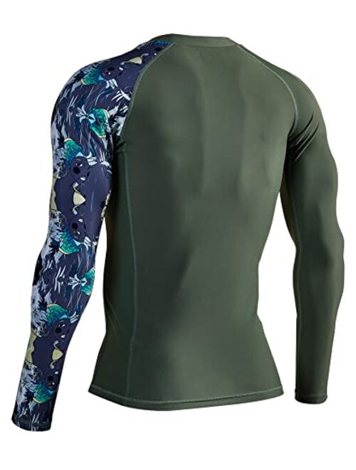 HUGE SPORTS Men's Splice UV Sun Protection UPF 50+ Skins Rash Guard Long Sleeves