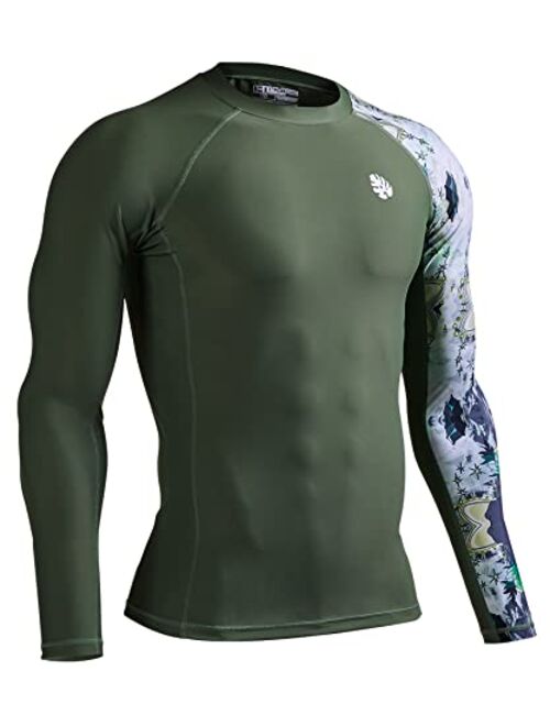 HUGE SPORTS Men's Splice UV Sun Protection UPF 50+ Skins Rash Guard Long Sleeves