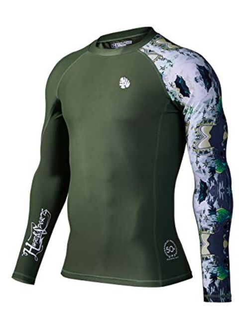 HUGE SPORTS Men's Splice UV Sun Protection UPF 50+ Skins Rash Guard Long Sleeves