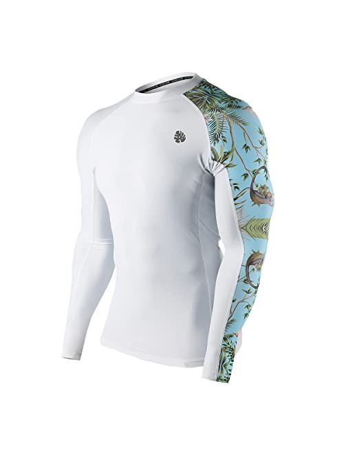 HUGE SPORTS Men's Splice UV Sun Protection UPF 50+ Skins Rash Guard Long Sleeves