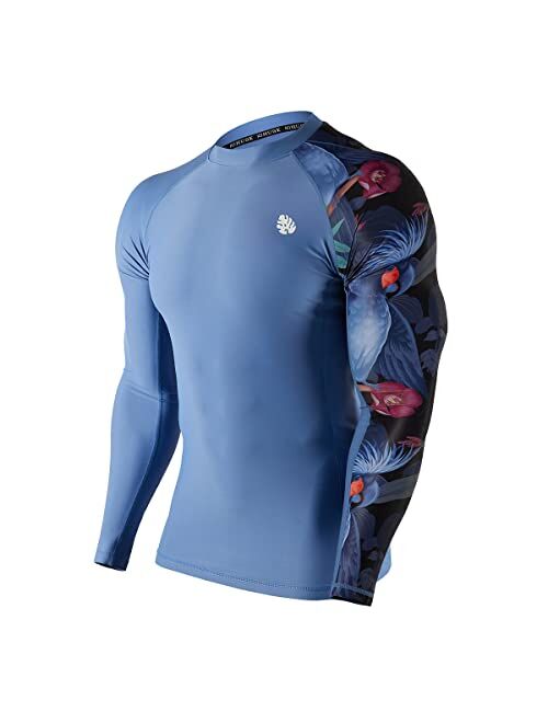 HUGE SPORTS Men's Splice UV Sun Protection UPF 50+ Skins Rash Guard Long Sleeves