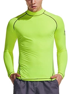 Men's UPF 50  Rash Guard, UV/SPF Long Sleeve Swim Shirt, Dry Fit Water Beach Surf Wetsuit Top