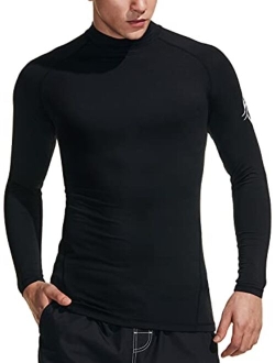 Men's UPF 50  Rash Guard, UV/SPF Long Sleeve Swim Shirt, Dry Fit Water Beach Surf Wetsuit Top