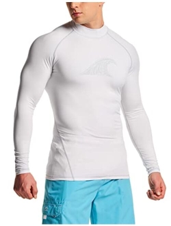 Men's UPF 50  Rash Guard, UV/SPF Long Sleeve Swim Shirt, Dry Fit Water Beach Surf Wetsuit Top