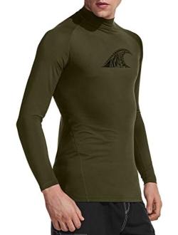 Men's UPF 50  Rash Guard, UV/SPF Long Sleeve Swim Shirt, Dry Fit Water Beach Surf Wetsuit Top