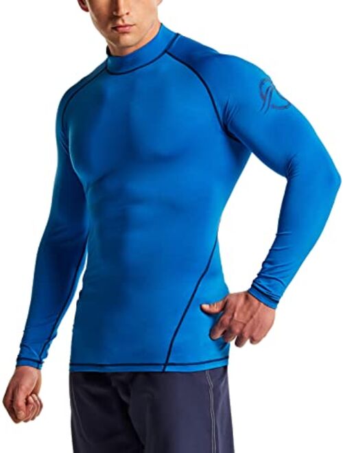 ATHLIO Men's UPF 50+ Rash Guard, UV/SPF Long Sleeve Swim Shirt, Dry Fit Water Beach Surf Wetsuit Top