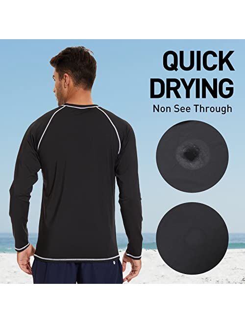 Arcweg Rash Guard Men Swim Shirt Long Sleeves Diving Rash Vest Fit Top T-Shirt