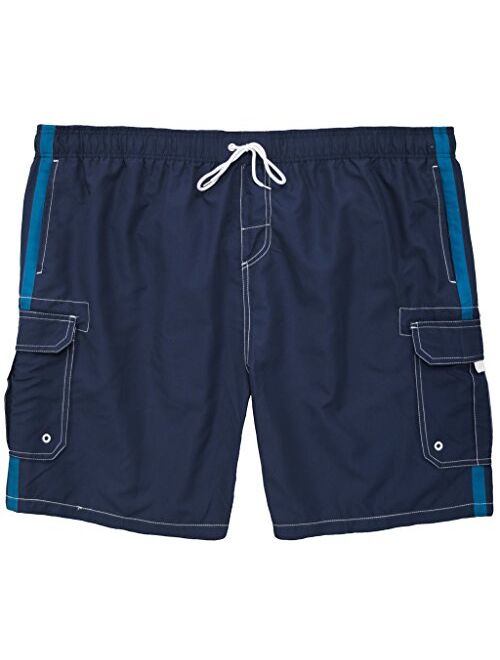 Falcon Bay Big Men's Striped Cargo Swim Trunks