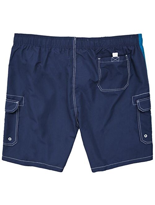 Falcon Bay Big Men's Striped Cargo Swim Trunks