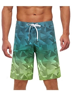 Yaluntalun Men's Swim Trunks Long Quick Dry Beach Board Shorts with Mesh Lining Beachwear