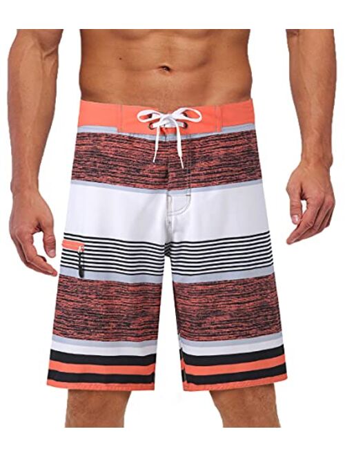 Yaluntalun Men's Swim Trunks Long Quick Dry Beach Board Shorts with Mesh Lining Beachwear