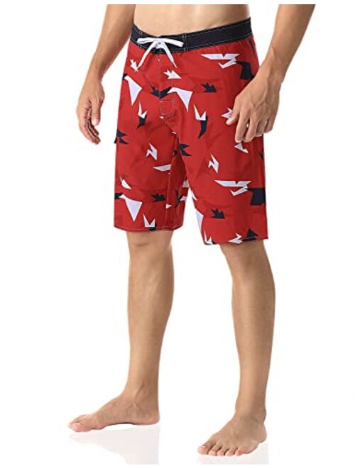 Nonwe Men's Swim Trunks Quick Dry with Pocket Adjustable Waist Board Shorts