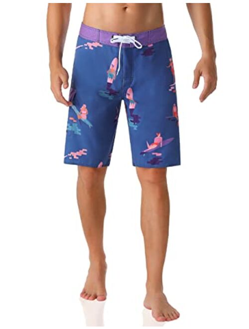 Nonwe Men's Swim Trunks Quick Dry with Pocket Adjustable Waist Board Shorts