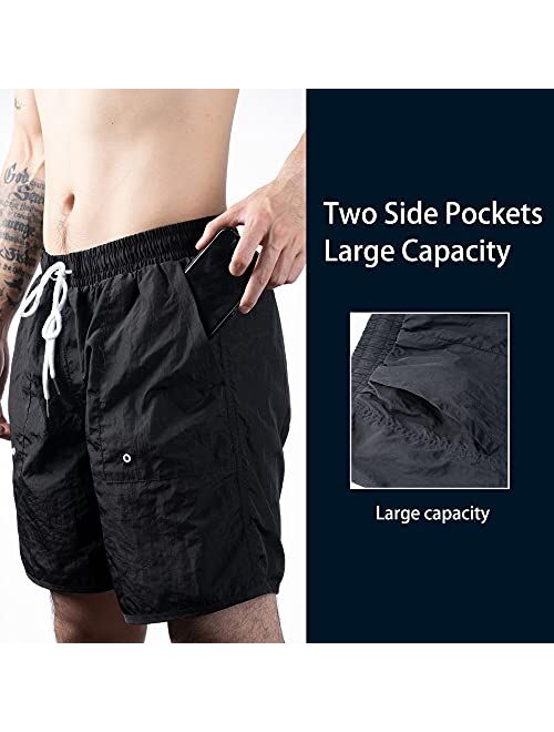 Tofern Mens Swim Trunk Quick Dry Board Shorts with Mesh Liner Pockets Swimsuit Men's Swim Shorts Drawstring Bathing Suit