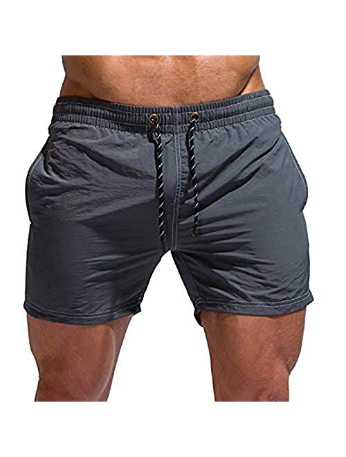 Tofern Mens Swim Trunk Quick Dry Board Shorts with Mesh Liner Pockets Swimsuit Men's Swim Shorts Drawstring Bathing Suit