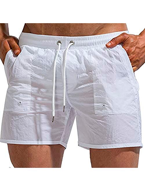 Tofern Mens Swim Trunk Quick Dry Board Shorts with Mesh Liner Pockets Swimsuit Men's Swim Shorts Drawstring Bathing Suit