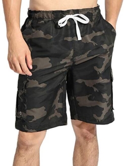 Actleis Mens Swim Trunks Long Board Shorts Quick Dry Beach Swimming Shorts with Soft Mesh Lining and Cargo Pocket