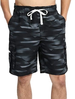 Actleis Mens Swim Trunks Long Board Shorts Quick Dry Beach Swimming Shorts with Soft Mesh Lining and Cargo Pocket