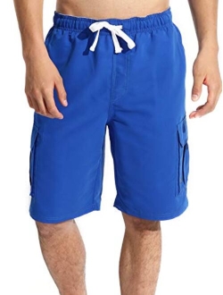 Actleis Mens Swim Trunks Long Board Shorts Quick Dry Beach Swimming Shorts with Soft Mesh Lining and Cargo Pocket