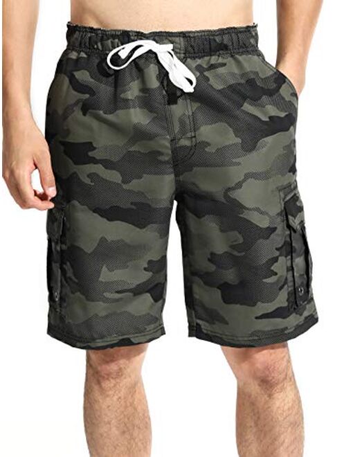 Actleis Mens Swim Trunks Long Board Shorts Quick Dry Beach Swimming Shorts with Soft Mesh Lining and Cargo Pocket