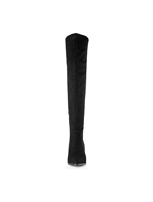 DREAM PAIRS Womens Thigh High Boots Over the knee Stretch Block Heel Fashion Long Boots