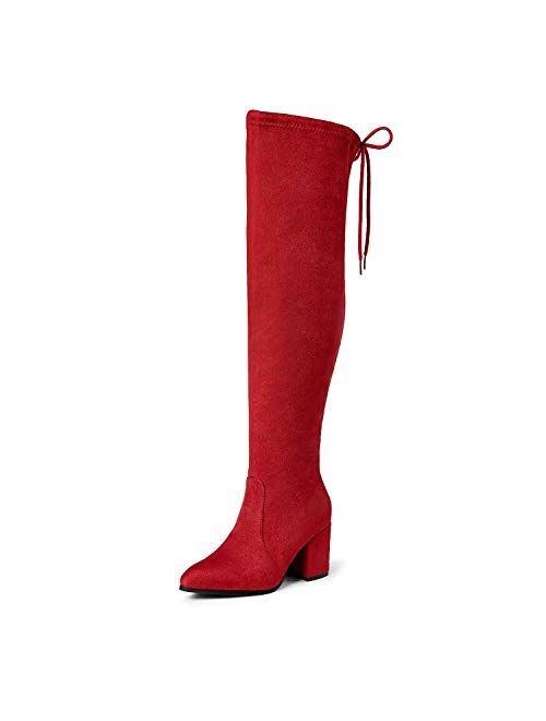 DREAM PAIRS Womens Thigh High Boots Over the knee Stretch Block Heel Fashion Long Boots