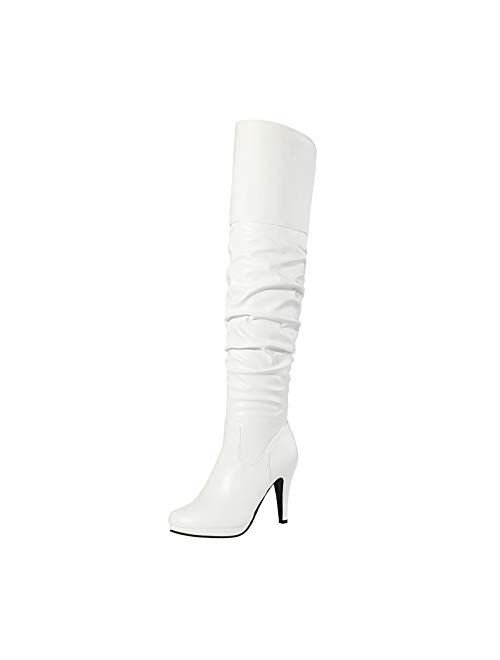 DREAM PAIRS Women's Thigh High Chunky Heel Platform Over The Knee Boots