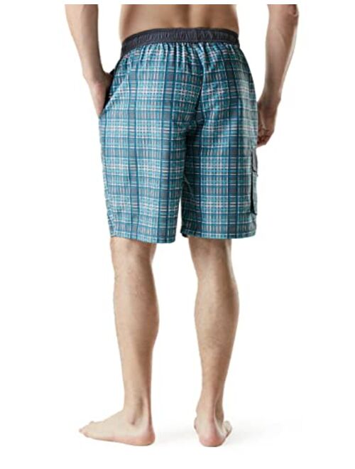 TSLA Men's Quick Dry 11 Inches Swim Trunks, Beach Board Shorts with Inner Mesh Lining, Bathing Suits with Pockets