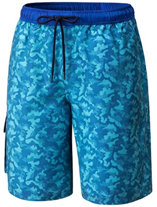 TSLA Men's Quick Dry 11 Inches Swim Trunks, Beach Board Shorts with Inner Mesh Lining, Bathing Suits with Pockets