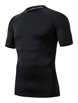 LAFROI Men's Short Sleeve UPF 50+ Baselayer Performance Compression Shirt Rash Guard-CLY08