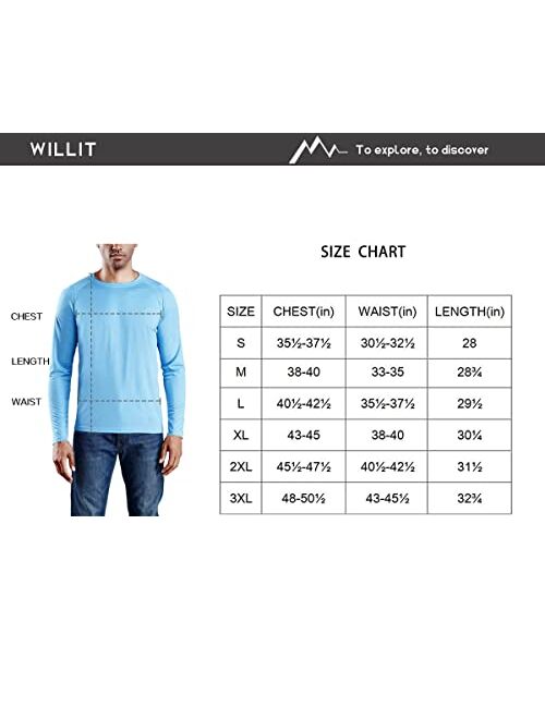 Willit Men's Rash Guard Swim Shirts UPF 50+ Long Sleeve Shirts Sun Protection SPF Hiking Fishing UV Shirt