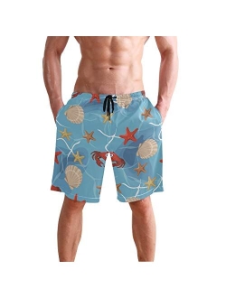 WIHVE Men's Beach Swim Trunks Tropical Swimsuit Underwear Board Shorts with Pocket and Mesh Lining