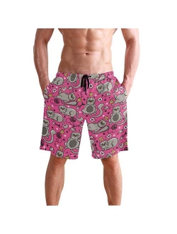 WIHVE Men's Beach Swim Trunks Tropical Swimsuit Underwear Board Shorts with Pocket and Mesh Lining