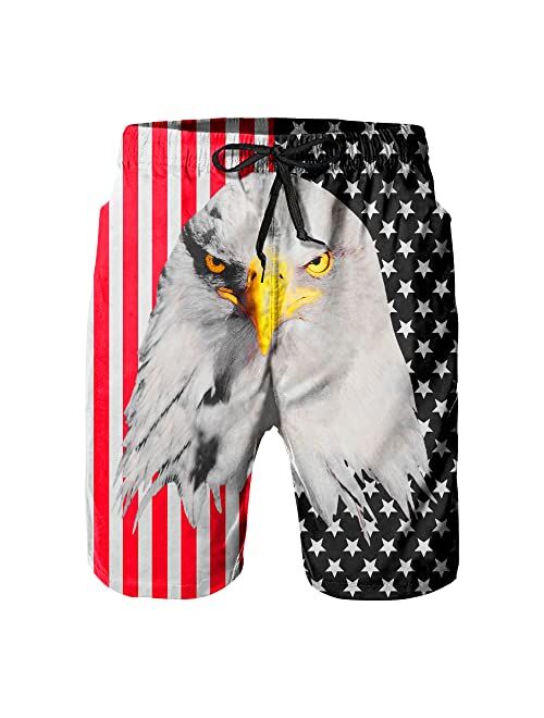 PAUFOGA Mens Summer Casual Swim Trunks, 3D Print Fashion Board Shorts Beachwear Pants