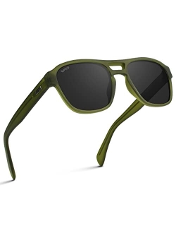 WearMe Pro Polarized Rectangular Sunglasses with Frosted Frame and 100% UV and UVB Protection for Men and Women