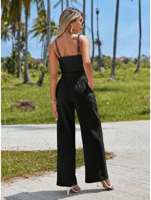 SHEIN Solid Cami Top & Wide Leg Pants