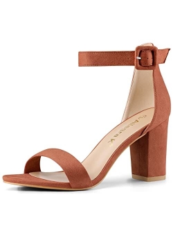 Women's High Chunky Heel Buckle Ankle Strap Sandals