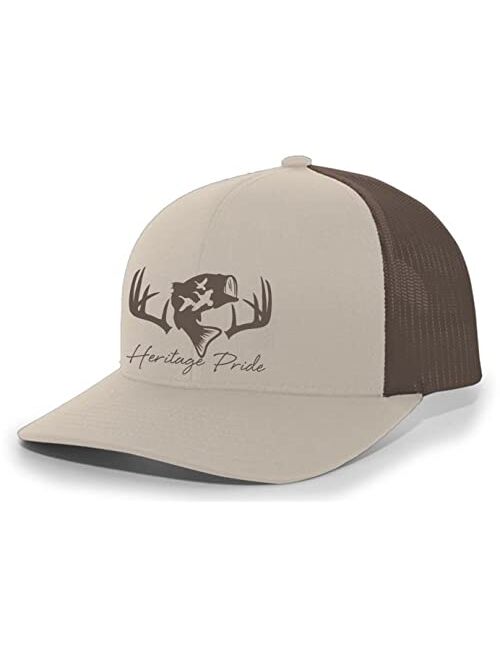 Heritage Pride Deer Hunting Fishing Duck Hunt Mens Embroidered Mesh Back Trucker Hat