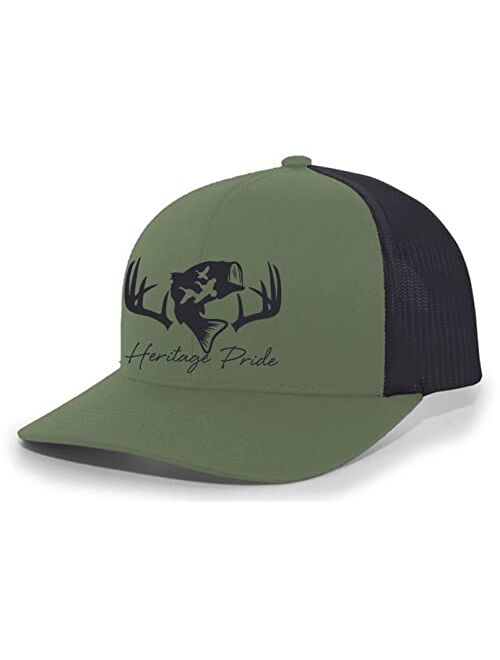 Heritage Pride Deer Hunting Fishing Duck Hunt Mens Embroidered Mesh Back Trucker Hat