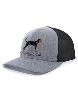 Canine Collection Black and Tan Coonhound Hunting Dog Mens Embroidered Mesh Back Trucker Hat