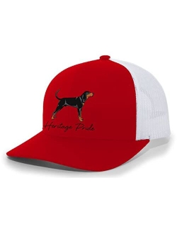 Canine Collection Black and Tan Coonhound Hunting Dog Mens Embroidered Mesh Back Trucker Hat