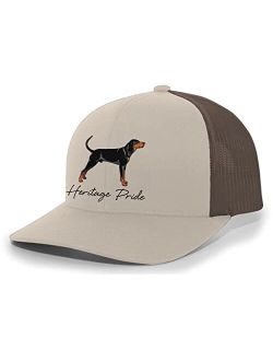 Canine Collection Black and Tan Coonhound Hunting Dog Mens Embroidered Mesh Back Trucker Hat